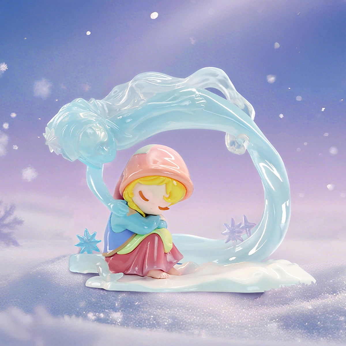Fantasy Bubble yellow-haired mermaid diving beneath a translucent lake among coral, Tales of Enchanted Dreams
