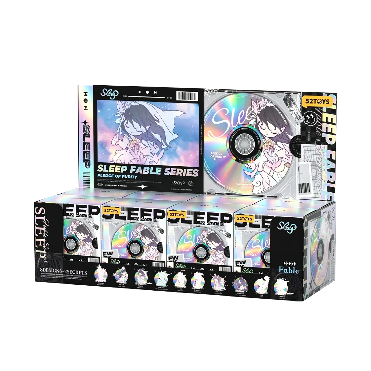 Komplettset-Display mit acht SLEEP Fable Series Blindboxen von 52TOYS