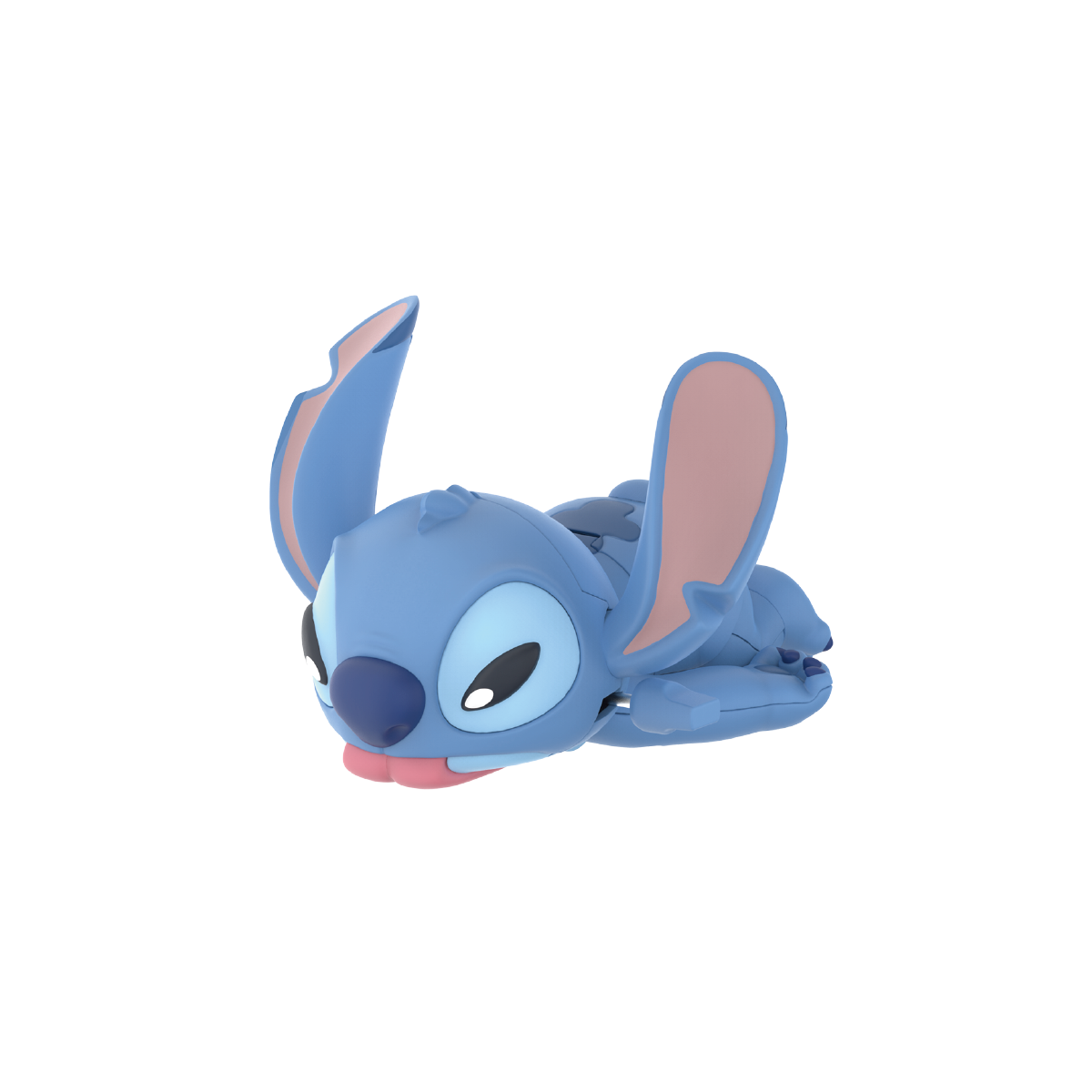 Stitch lying-down wind-up toy shown on a black background
