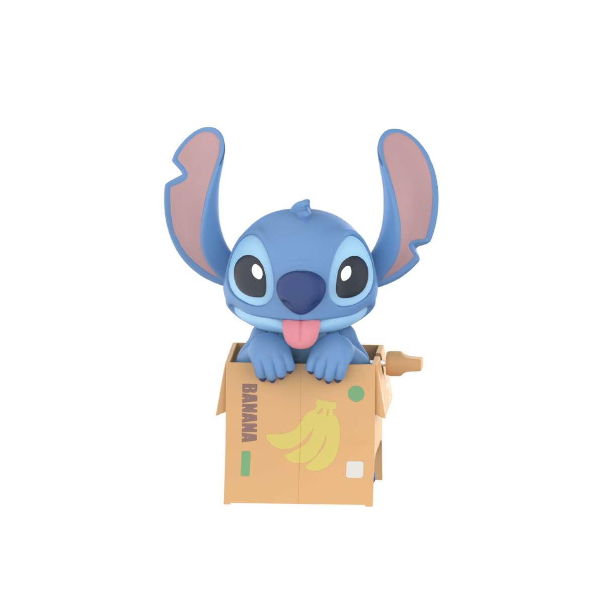 Stitch banana-box wind-up toy shown on a black background