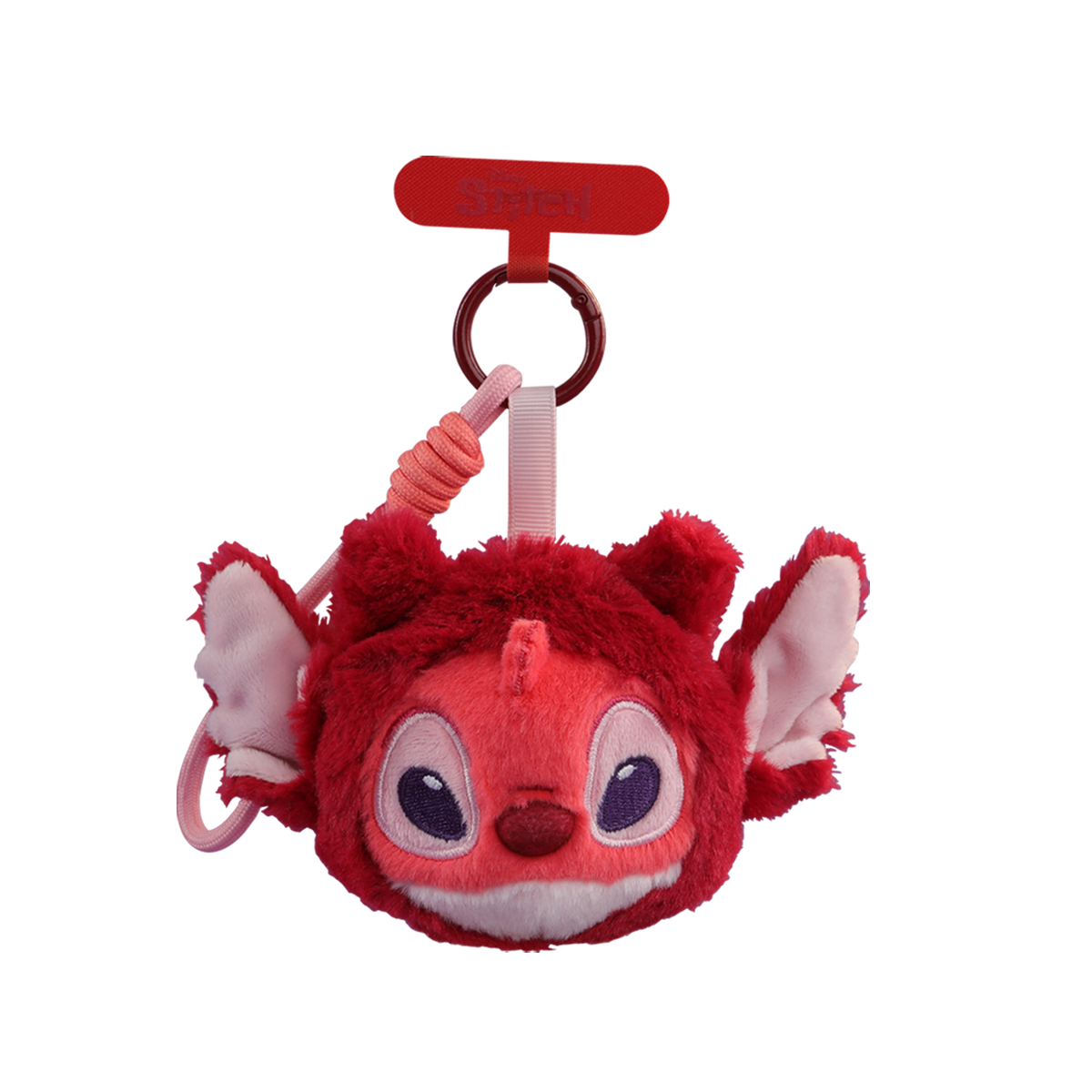 Dây treo điện thoại thú bông Stitch quỷ đỏ trên nền đen
