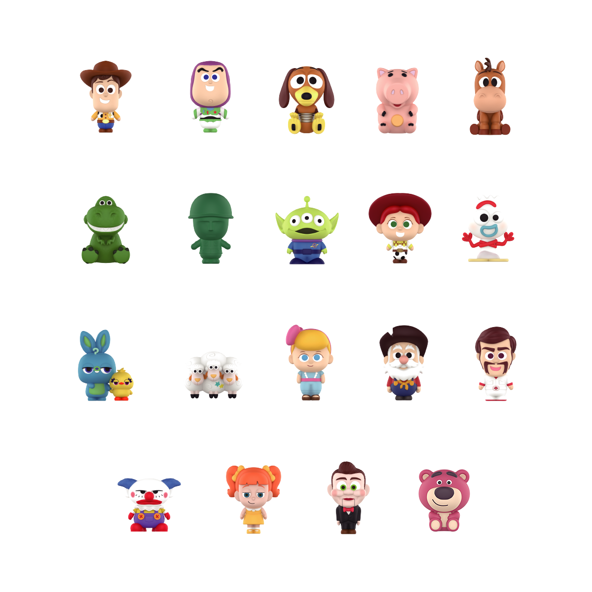 Complete Toy Story MiniMe lineup of 18 characters plus secret figure