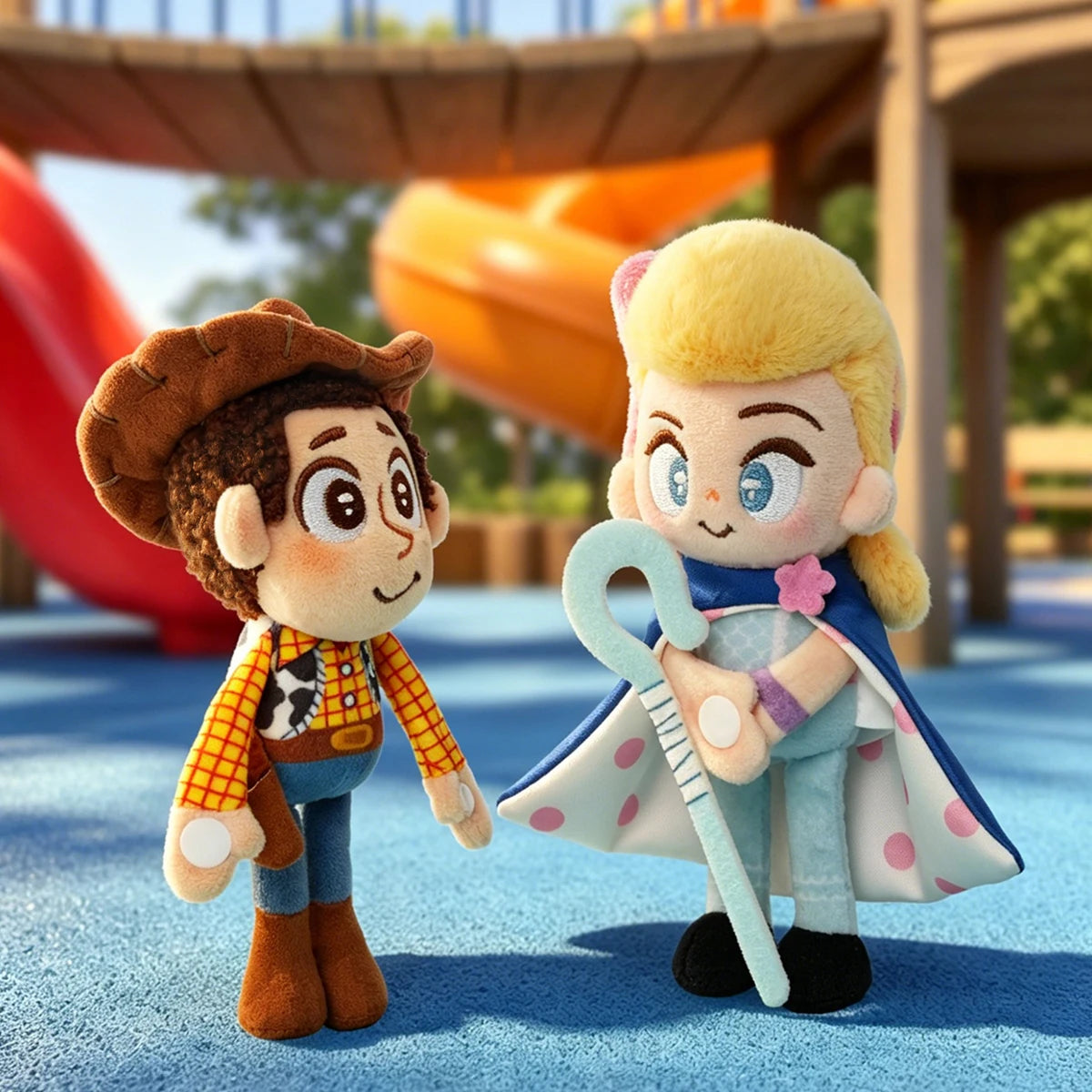 Woody and Bo Peep plush keychains from the Toy Story Warm Embrace Series
