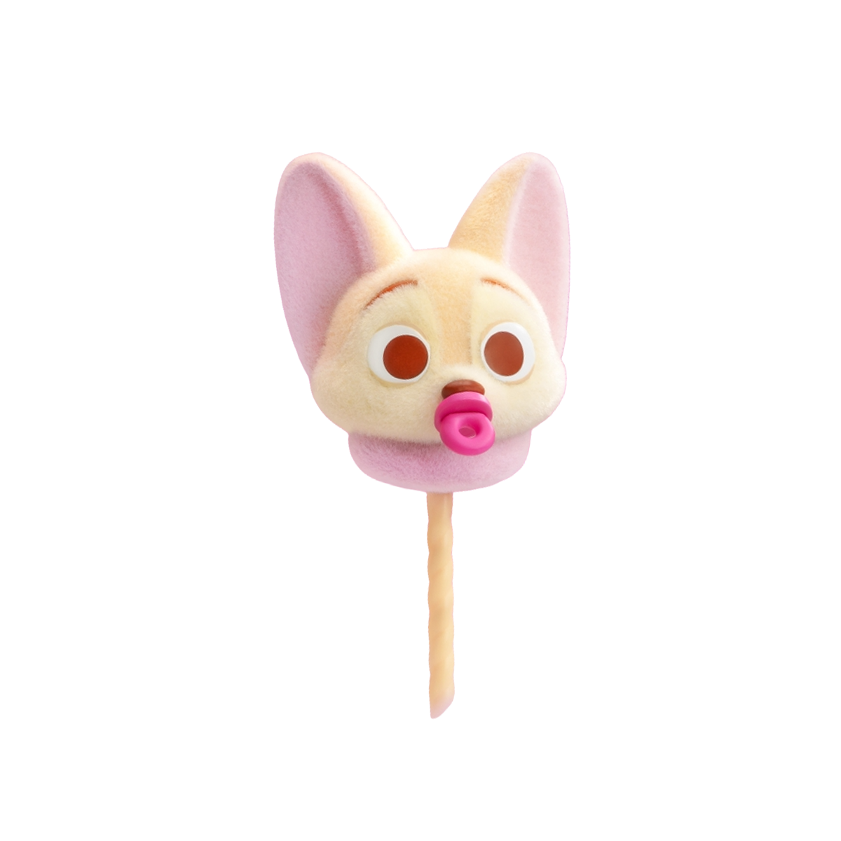 Finnick fennec fox marshmallow lollipop with pink pacifier