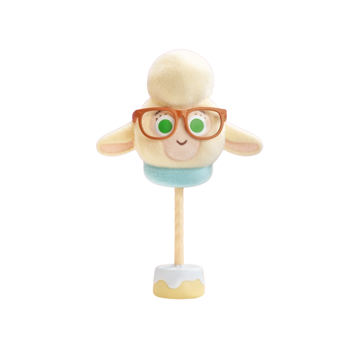 Bellwether marshmallow lollipop with red glasses and wool top