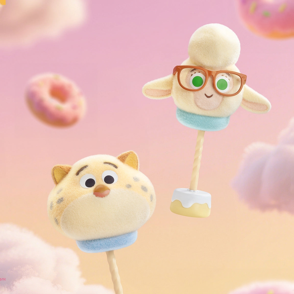 Clawhauser and Bellwether marshmallow lollipops among pink clouds and sweets