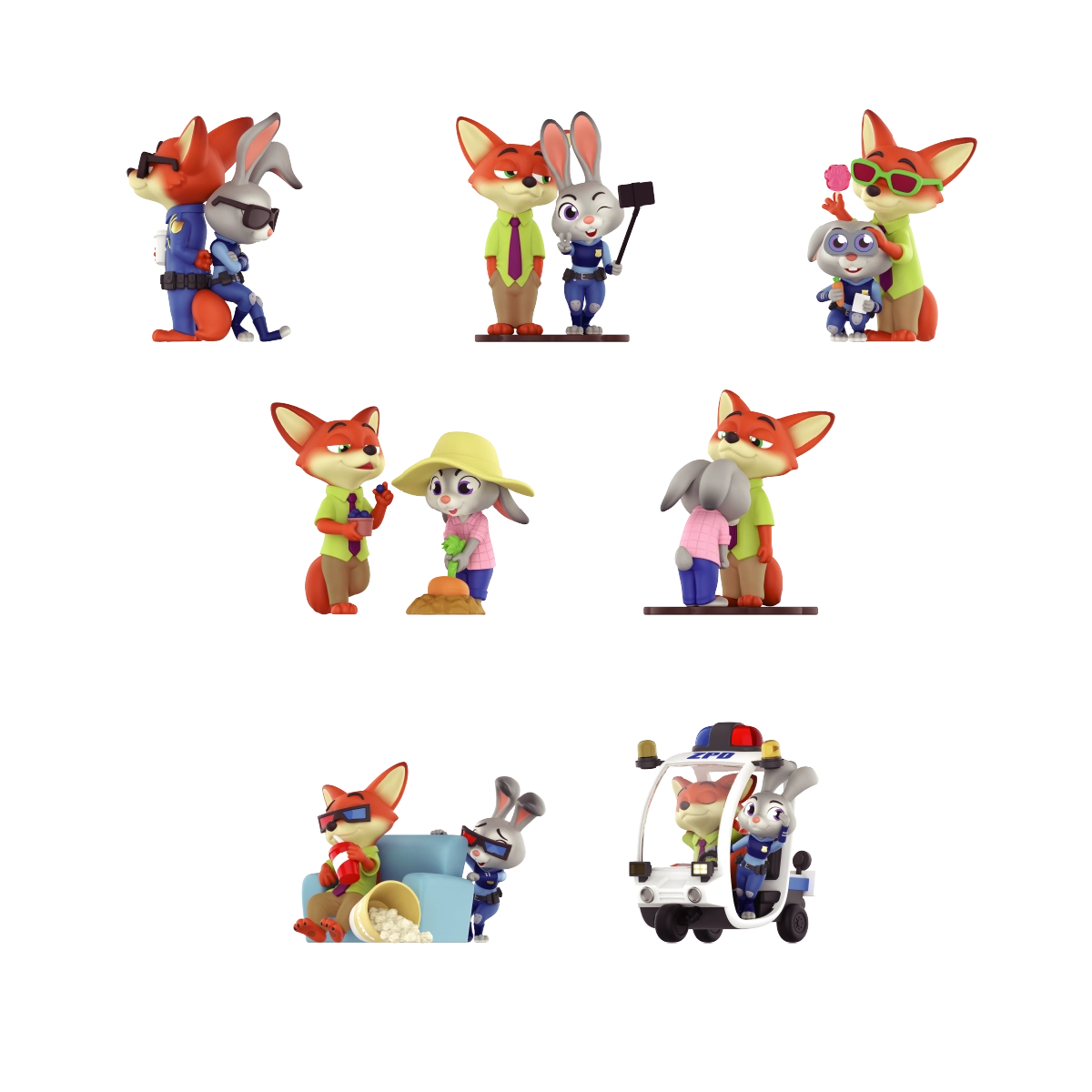 Complete Zootopia's Best Duo lineup of six Nick Wilde and Judy Hopps scenes plus secret